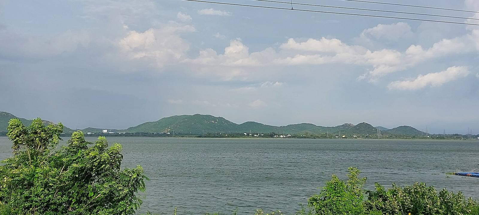 Chengalpattu lake with hills on the far shore