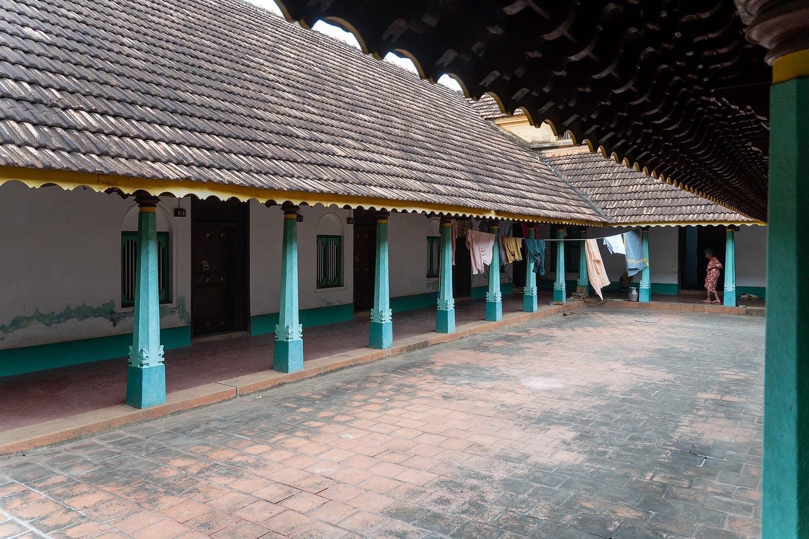 The pillared courtyard of a Chettinad mansion in Karaikudi