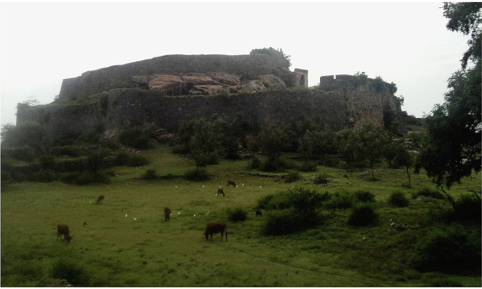 The walls of Ranjankudi Fort near Perambalur