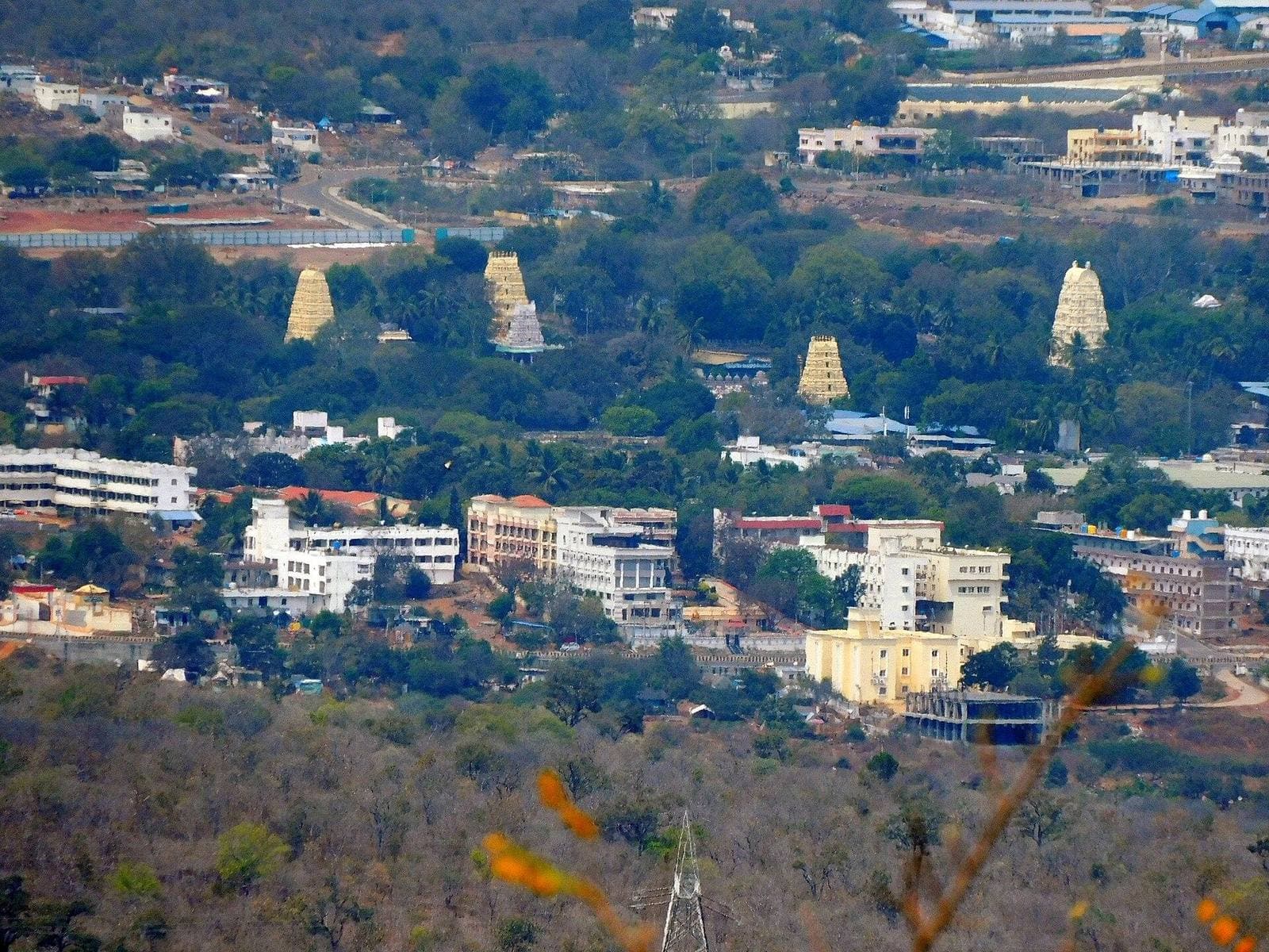 Srisailam town and temple towers among the Nallamala hills