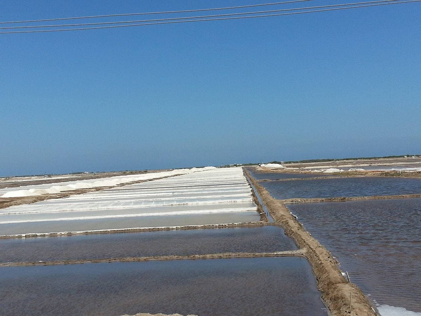 Salt pans near the coast at Thoothukudi