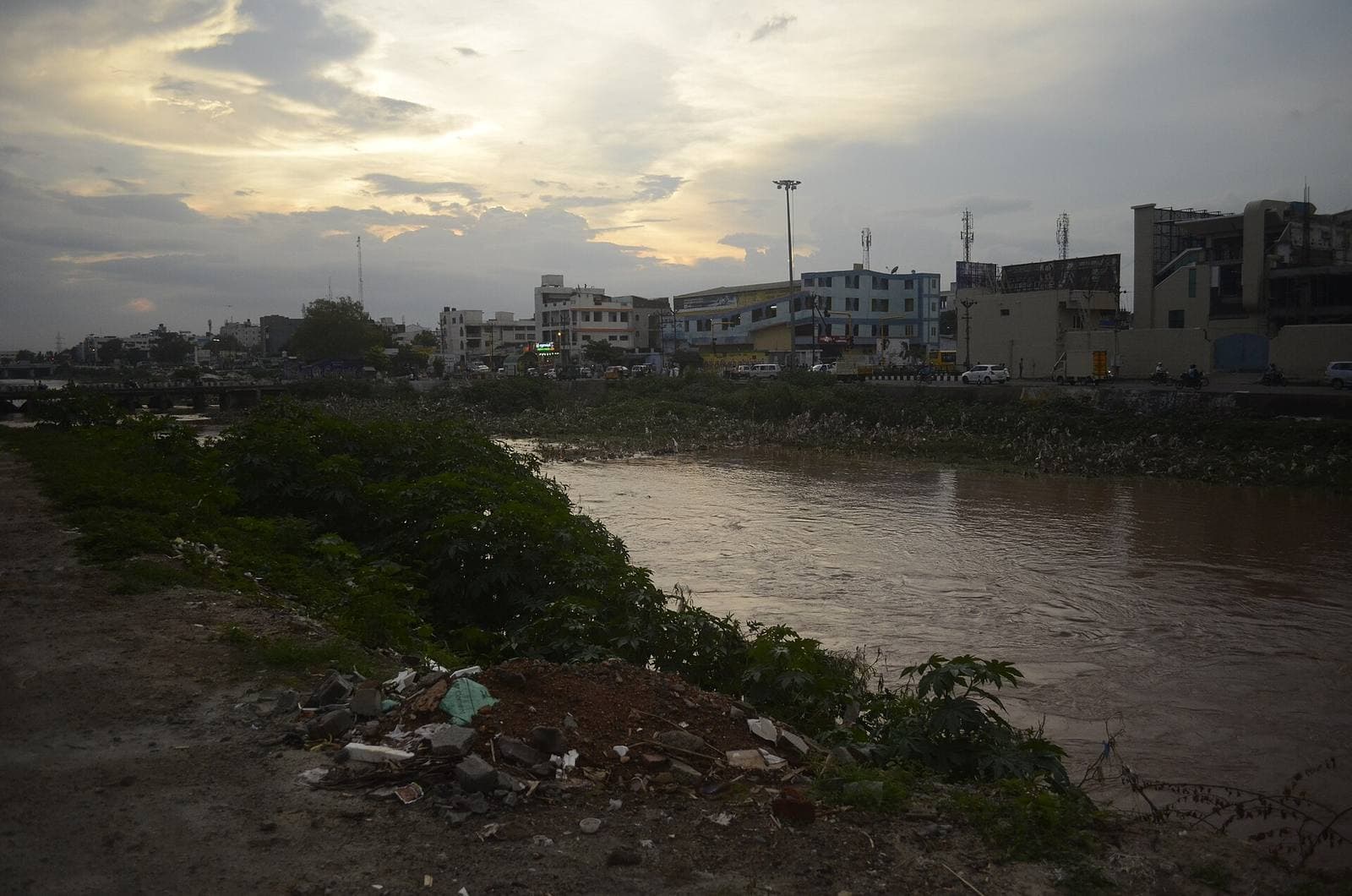 The Noyyal river flowing through Tiruppur