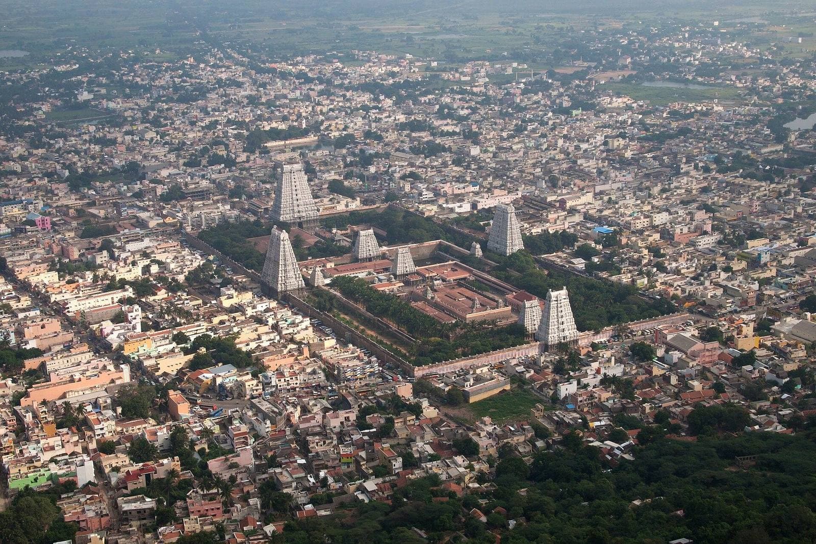 The Annamalaiyar Temple complex seen from Annamalai hill, Tiruvannamalai