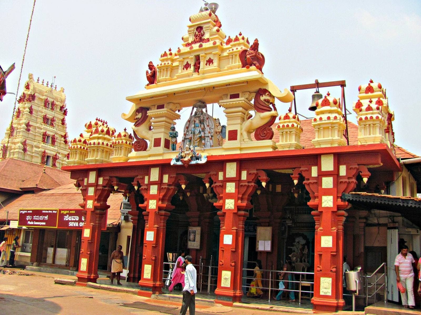 The ornate entrance of the Krishna Temple, Udupi