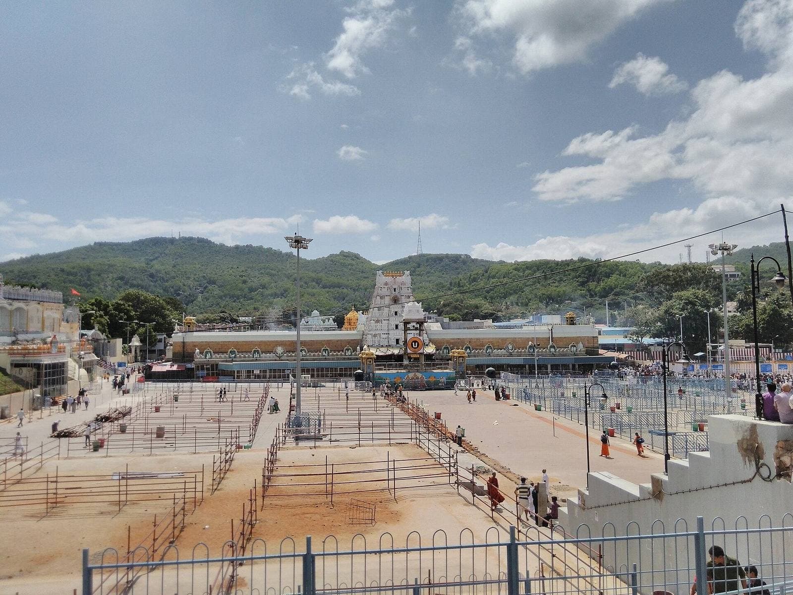 A wide view of the temple complex at Tirumala